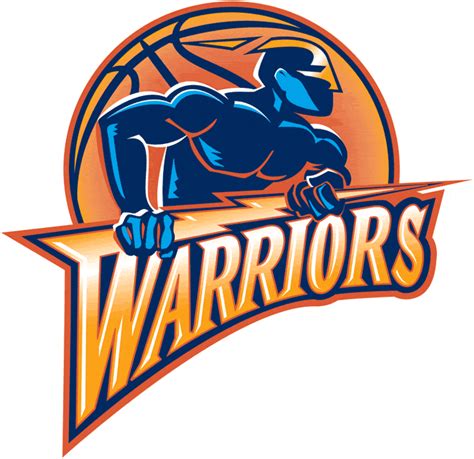 Golden State Warriors Primary Logo (1998) - A blue warrior holding a lightning bolt in front of ...