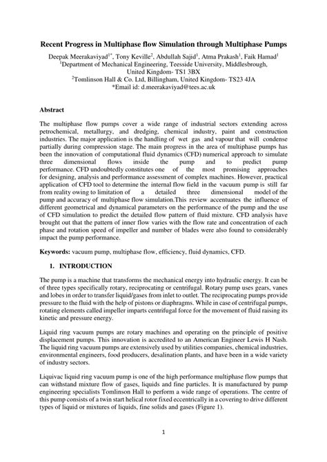 (PDF) Recent Progress in Multiphase flow Simulation through Multiphase Pumps