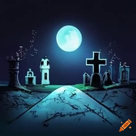 Ghosts in a spooky graveyard