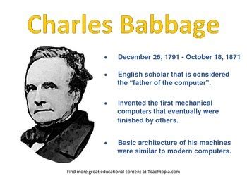 Charles Babbage Computer Science Poster of famous computer scientist STEM