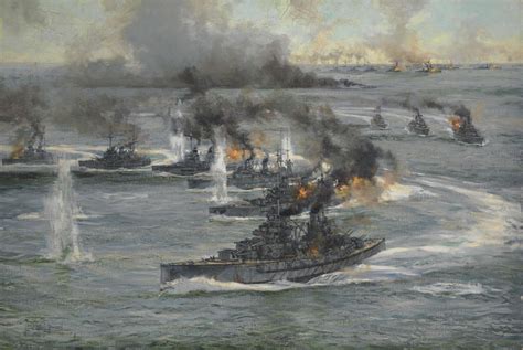 The Battle of Jutland, painting by Montague Dawson [3200x2142] : r/BattlePaintings