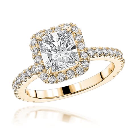 Luxurman - Luxurman Halo 14K Gold GIA Cushion Cut Natural Diamond ...