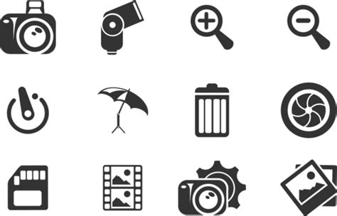 Photography Silhouette Icons Parasol Camera Flash Magnifying Glass ...