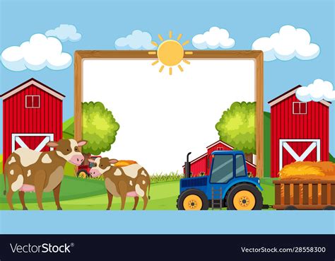 Border template with farm scene in background Vector Image