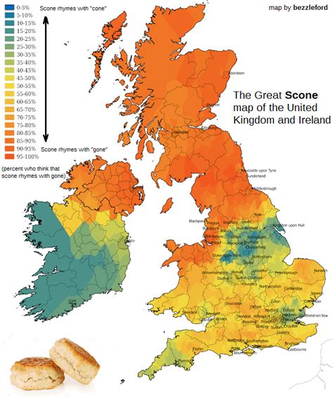 How Do You Pronounce "Scone?" - Map of the UK and Ireland - Brilliant Maps