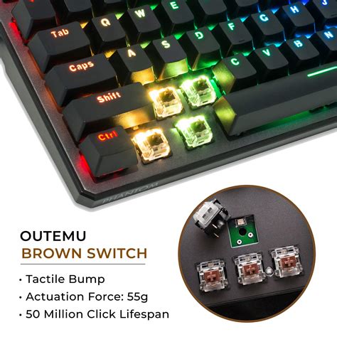 Tecware Phantom 87 Key Mechanical Keyboard, RGB led, Outemu Brown Switch- Buy Online in United ...