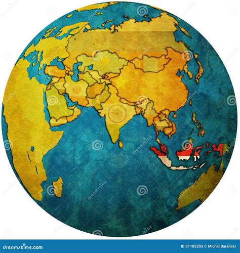 Indonesia On Globe Map Stock Photos - Image: 31185203