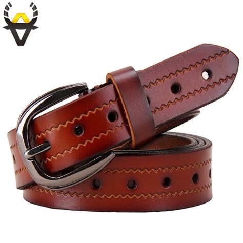 Aliexpress.com : Buy Fashion Holes Genuine Leather Belts for Women High quality Second Layer ...