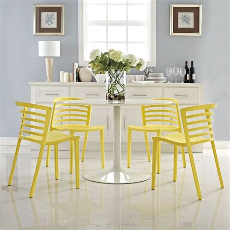 Curvy Dining Chairs Set of 4 - Yellow in 2021 | Yellow dining chairs ...