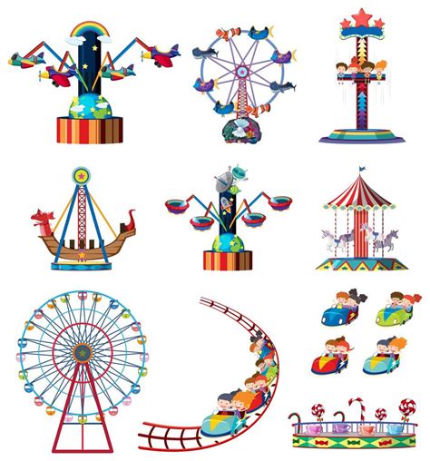 A set of fun fair rides 694399 Vector Art at Vecteezy