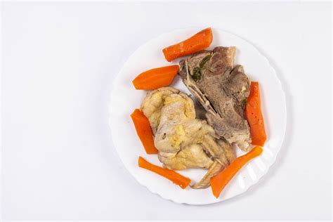 Flat lay above cooked Beef and Chicken meat with carrot - Creative Commons Bilder
