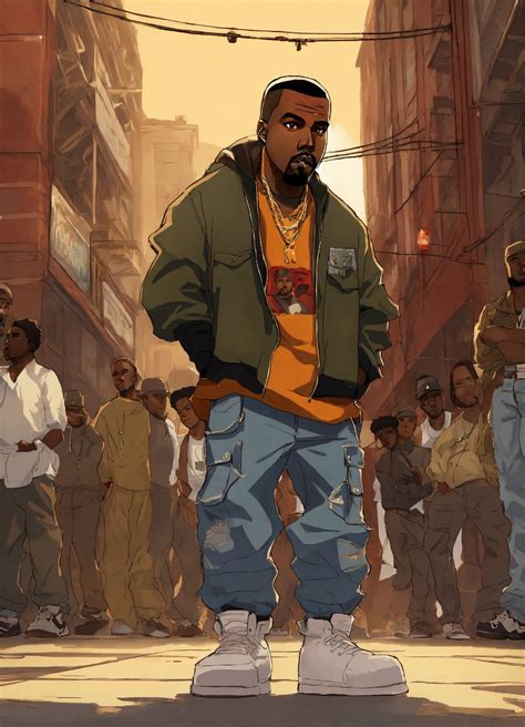 Lexica - Hip hop art style Kanye West boondocks full body