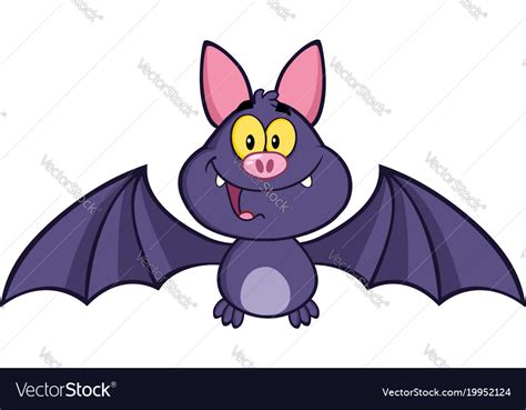 Happy vampire bat cartoon character flying Vector Image