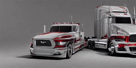 a semi-truck with Ford Mustang GT 2021 front design. | Stable Diffusion