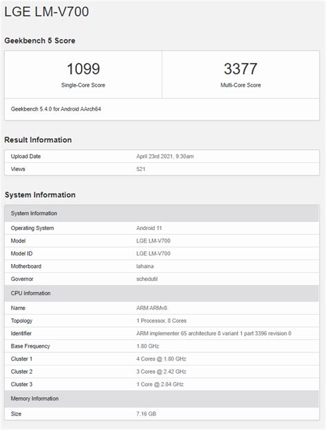 The LG V70 ThinQ performs poorly on Geekbench with a Qualcomm ...