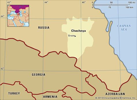 Map Of Chechnya And Russia | Cities And Towns Map