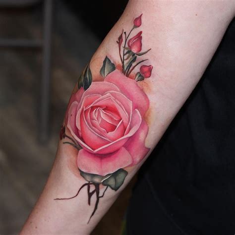 Pink Rosebud tattoos design ideas