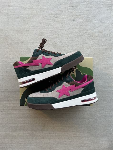 Bape Rare Bathing Ape Bape Roadsta Dark Teal Pink Lowtop Sneakers | Grailed