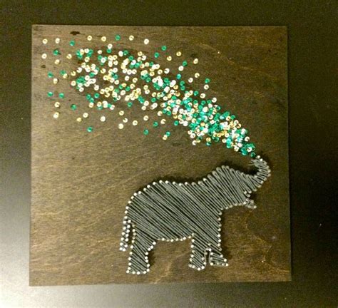 Elephant: string art Cute Crafts, Crafts To Do, Nail String Art, Funny Elephant, Elephant Crafts ...