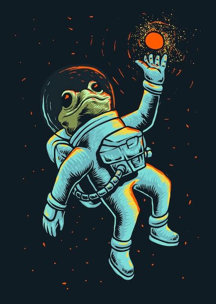 Premium Vector | Space frog astronaut illustration