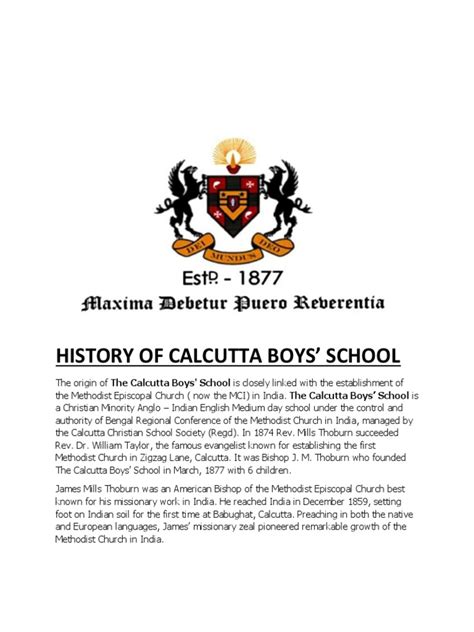 History of Calcutta Boys' School | PDF | Arminianism | Methodism