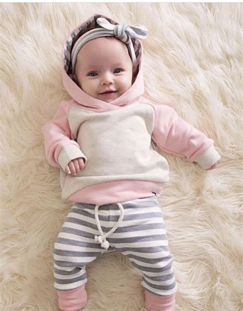 3pcs Set Newborn Baby Girl Winter Clothes Set Hooded Top Long Sleeve ...