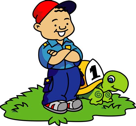 Clipart - Boy and Turtle