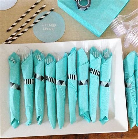 Plastic silverware wrapped in a napkin & secured with washi tape ...