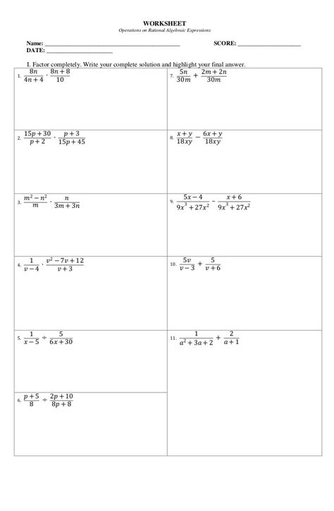 Factoring Linear Expressions Worksheet - Zipworksheet.com