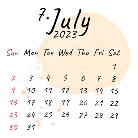 July 2023 Minimalist And Aesthetic Monthly Calendar High Resolution Psd ...