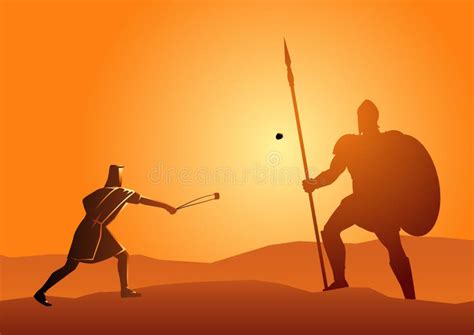 David et Goliath illustration de vecteur. Illustration du élingue - 122404986