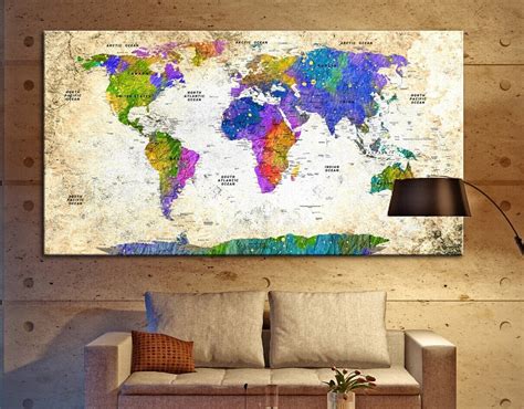 Large World Map Canvas World Map Photo World Map Print Set - Etsy