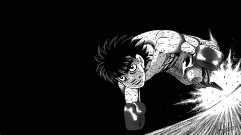 Papel de parede : Hajime no Ippo, Manga, Fundo simples, fundo preto, Meninos anime, minimalismo ...