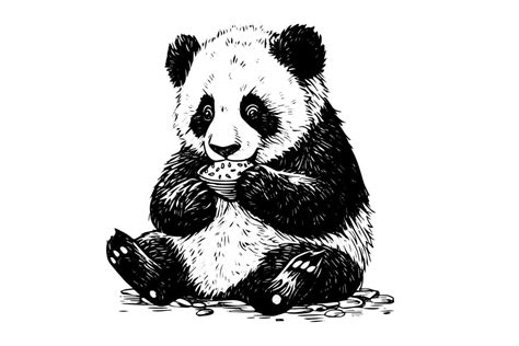 Panda hand drawn ink sketch. Engraved style illustration. 45729386 ...