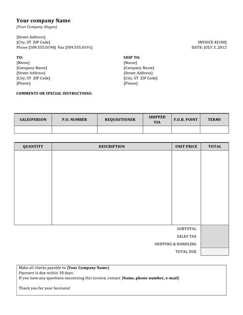 Invoice Sample Doc | invoice example