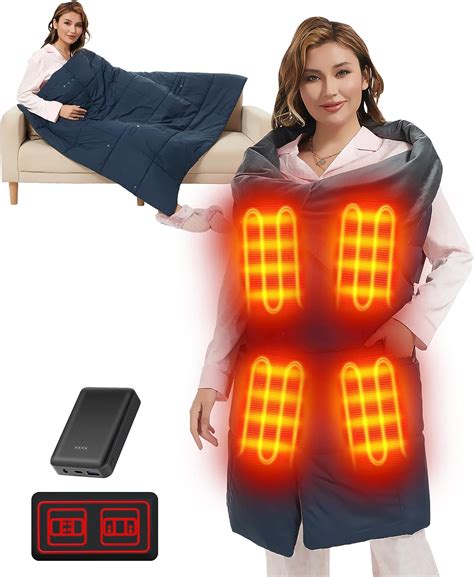 Heated Blanket Battery Operated - 7.4V Shawl USB Electric Heating Blanket, Portable Wireless ...