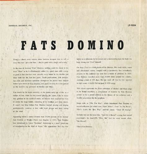 Classic Rock Covers Database: Fats Domino - Rock and Rollin' with Fats ...