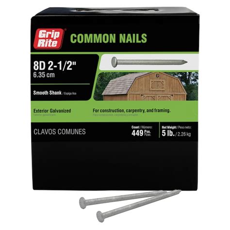 Grip-Rite 2-1/2-in 10-Gauge Hot-dipped Galvanized Smooth Shank Common Nails (449-Per) 8HGC5 at ...