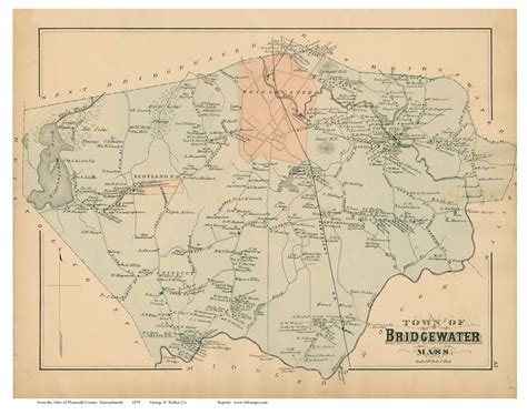 Bridgewater, Massachusetts 1879 Old Town Map Reprint - Plymouth Co. - OLD MAPS