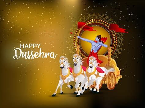 Premium Vector | Happy dussehra celebration card lord rama killed ravana