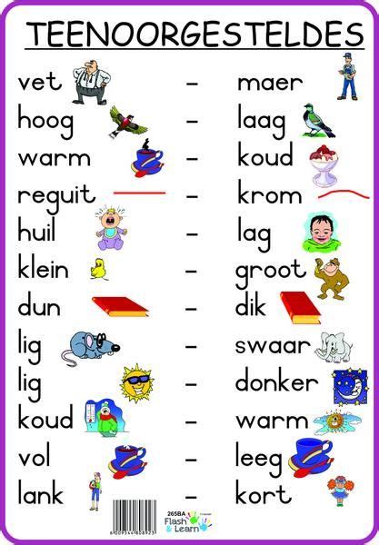 Teenoorgesteldes | Kids preschool learning, Afrikaans language ...