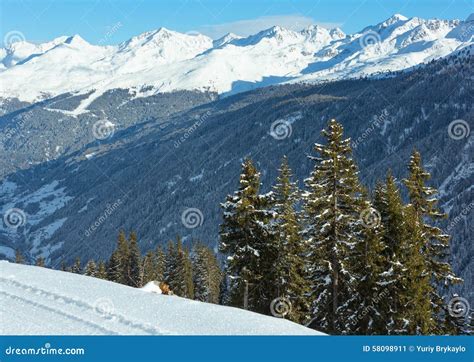 Winter Mountain Landscape. Kappl Ski Resort, Austria. Stock Image - Image of tree, ridge: 58098911