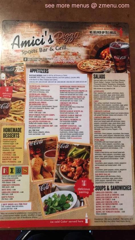 Online Menu of Amici's Pizza Sports Bar and Grill Restaurant, Concord ...