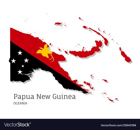 Map papua new guinea with national flag Royalty Free Vector