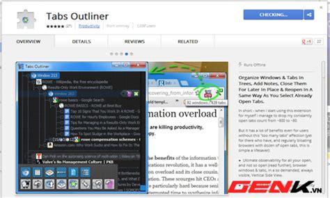 outliner Tabs - Quản lý tab trên Google Chrome theo cây