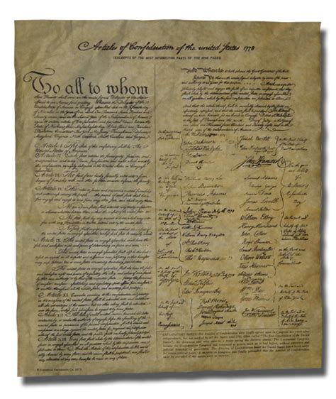 Articles Of Confederation Of The United States High Quality, Parchment ...