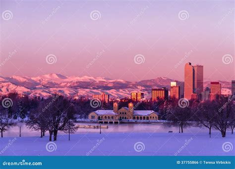 Denver Sunrise City Skyline Editorial Image | CartoonDealer.com #38906604