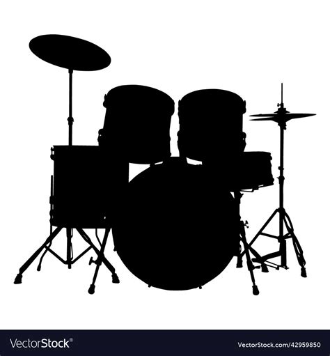 Drum kit musical instrument silhouette high Vector Image