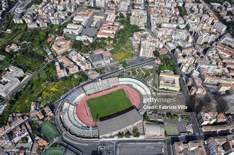 Aerial view of the football stadium of Catania "Angelo Massimino ...