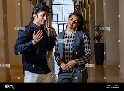 Actors Pavia Sidhu, right and Yugam Sood pose for photographers for portraits of the film 'Dear ...